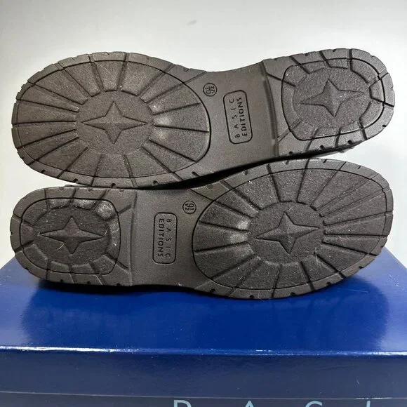 Basic Editions Womens Brown Ankle Boots Size 9.5 Knit Cuff Lace-Up Closure - Picture 6 of 8